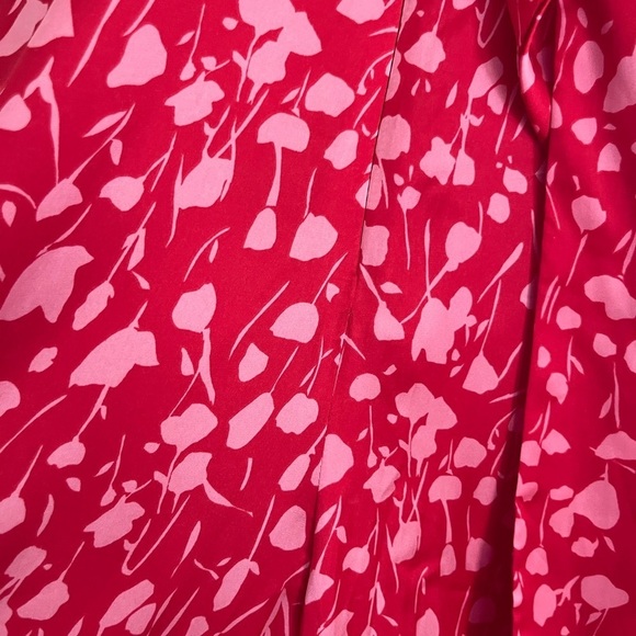 Zara Red Floral Satin Effect Halter Neck Tie Back Midi Dress - Picture 10 of 13